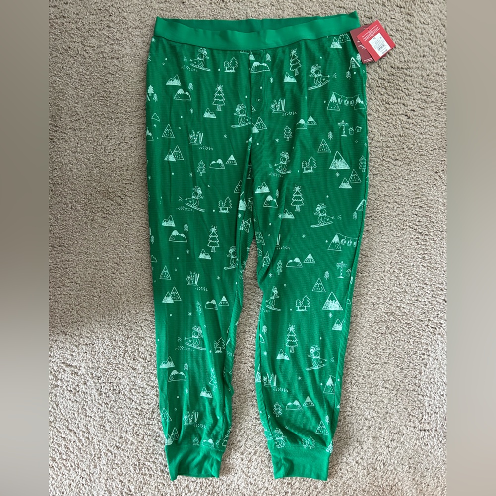 Green waffle knit jogger pants, size XL